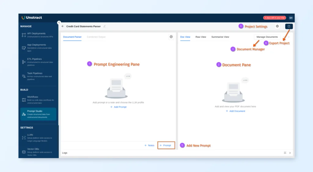 unstructured data extraction from pdf using Unstract Prompt Studio
