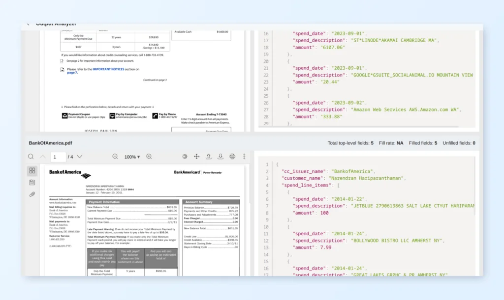 pdf data extraction in JSON 