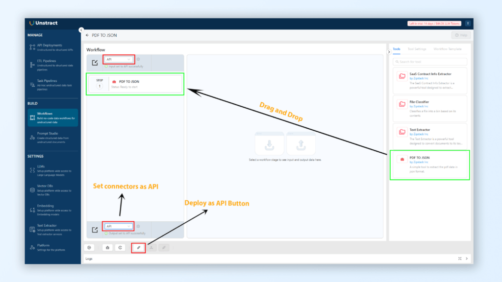 Convert PDF to JSON — creating document extraction workflows using Unstract