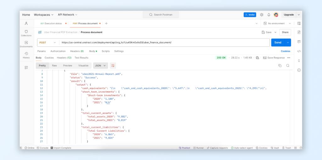 Convert PDF to JSON — parsing data from Uber financial report