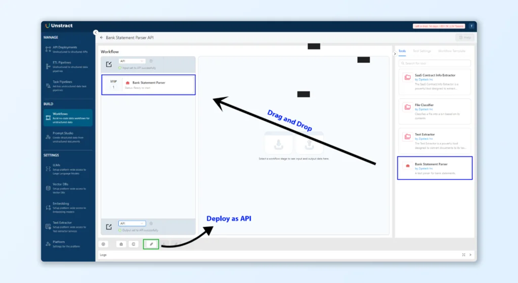 AI Bank Statement Processing deploy as api