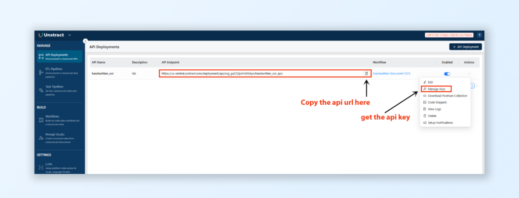 To test the deployed API, we will configure Postman to upload the handwritten document and access the extracted data in JSON format.