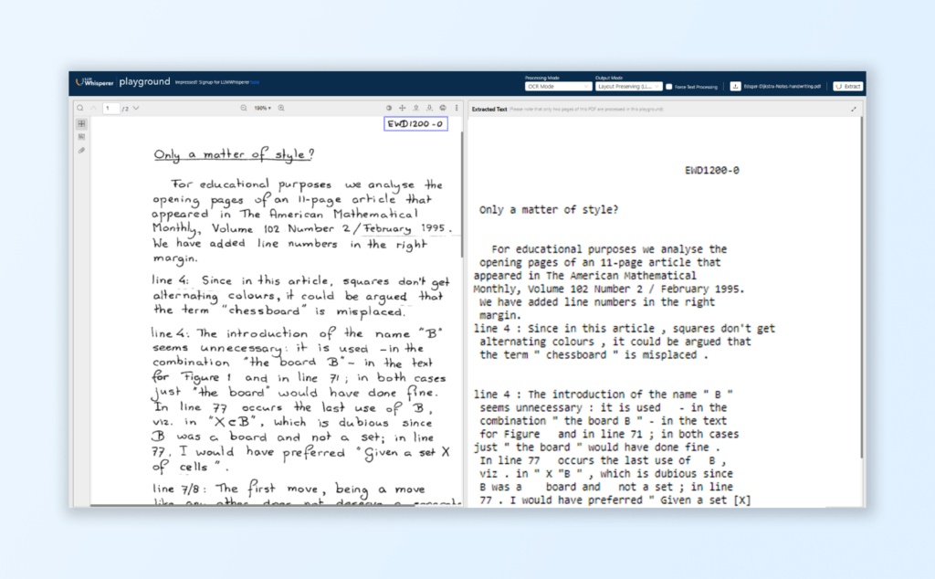 handwritten text is transformed into structured, machine-readable data