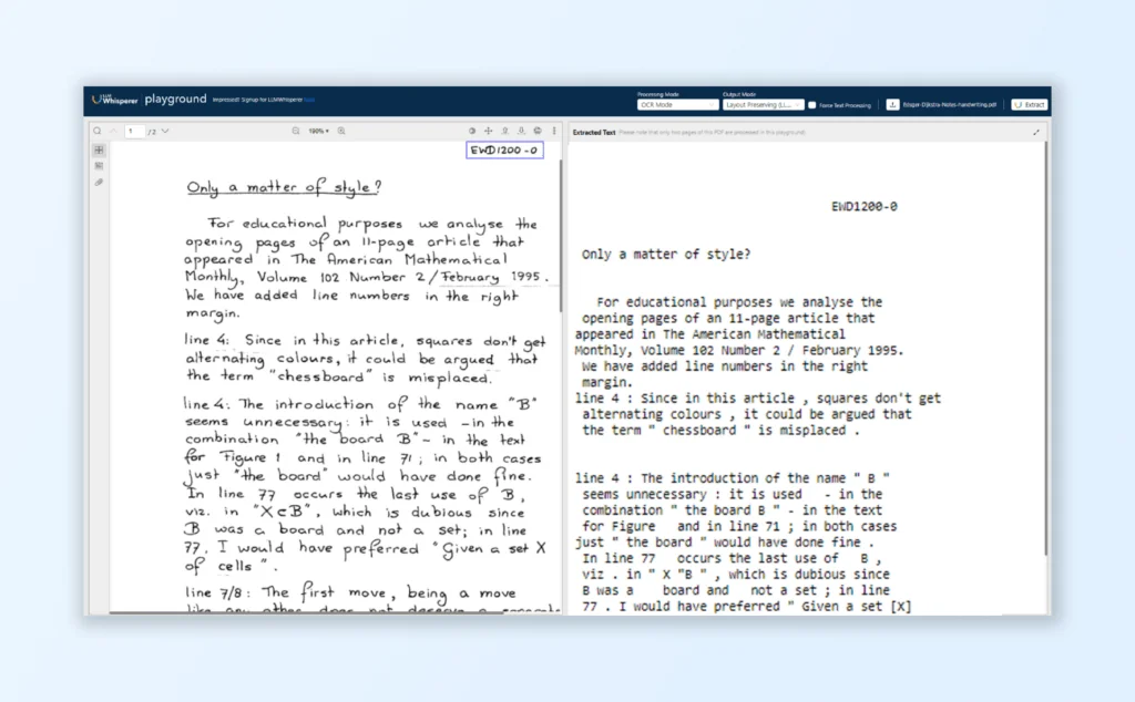 handwritten text is transformed into structured, machine-readable data