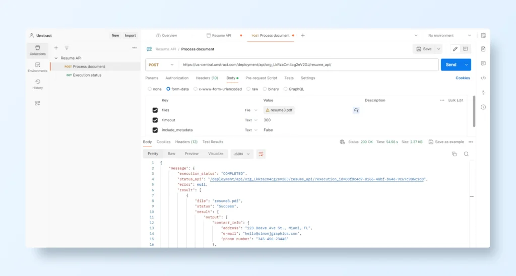 resume parsing API powered by llms