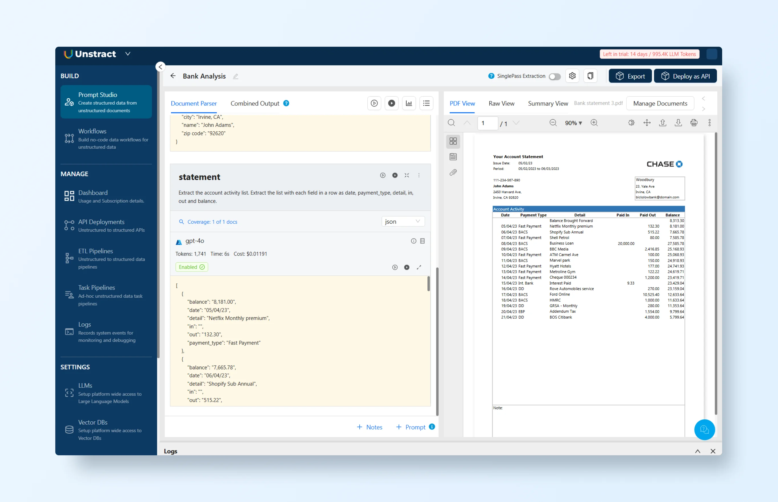 No-Template Document Extraction with Custom Schema Support