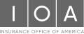 IOA Insurance Office of America logo with vertical gray bars and the full company name under it a simple brand mark.